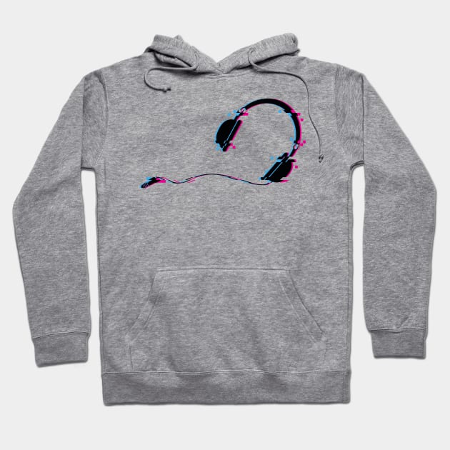 Music Headphones Glitch Art Hoodie by freeves